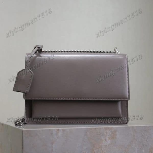 mirror quality designer bag chain shoulder bags sunset flap cover purse wallet lady sac genuine leather black small size crossbody purses luxury handbags clutch bag