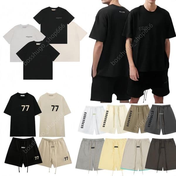 designer shirt Mens tshirt essential t shirts Glued Letter Pattern Short Sleeve Leisure Loose Women T-Shirt essential shorts High Street Clothing summer round neck