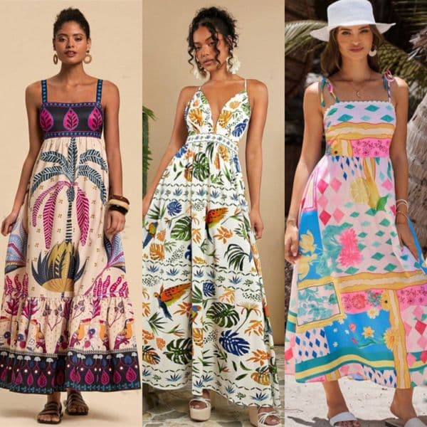 2026 New Casual Beach Dresses For Womens Bohemian Summer DressTropical Printed Leisure Resort Style Long Skirts