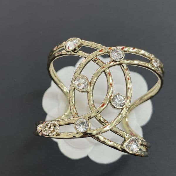 Women Designer Bracelets Golden Diamond Brass Copper Open Wide Bangle High Quality Letter Luxury Charm Bangles Jewelry