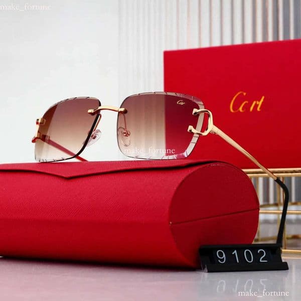 carter Designer Men Women sunglasses Fashion Classic Glasses Leopard Head Composite Metal Rimless Optical Frame Sunglasses UV 400 323