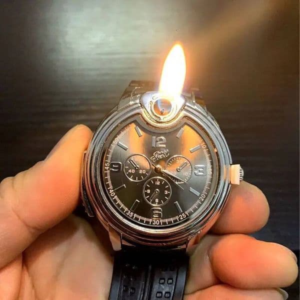 Metal Watch Lighter Refillable Gas Portable Outdoor Windproof Lighter, Fashionable Cool Personality Creative Smoking Gifts