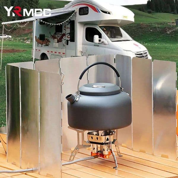Foldable Windproof Ultralight Outdoor 10 Plate Shields RV Camping Tool Stability Stove Wind Shield for Travel Cooker