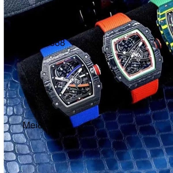 Ultra-thin 7.8mm Luxury mens watch Mechanical Wristwatch Automatic Watches Rich M 67-02 Series Watchs Tourbillon Hollowed Watch NTPT Carbon Fiber Skeleton MeiD0HP