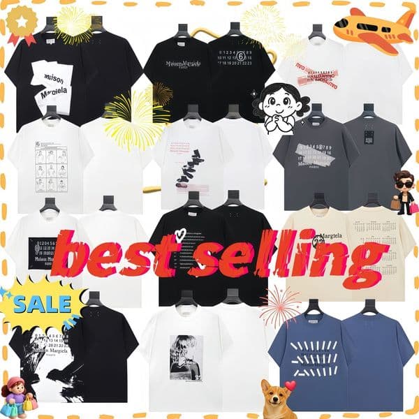 High quality best selling products Designer Maison Fashion Margelias MM6 Digital Print Pure Cotton High Quality Mens T Shirt Womens Short Sleeve Trendy size S-XL
