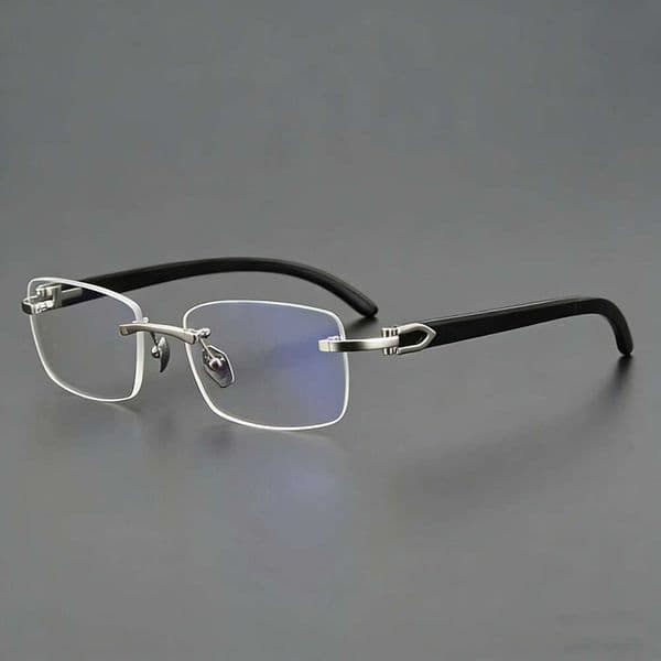 Luxury Sunglasses 2026 High-End Fashion Daily Popular Horn-Shaped Frameless For Men, High-End Retro Business Casual Anti-Blue Light HD Lightweight Reading Glass