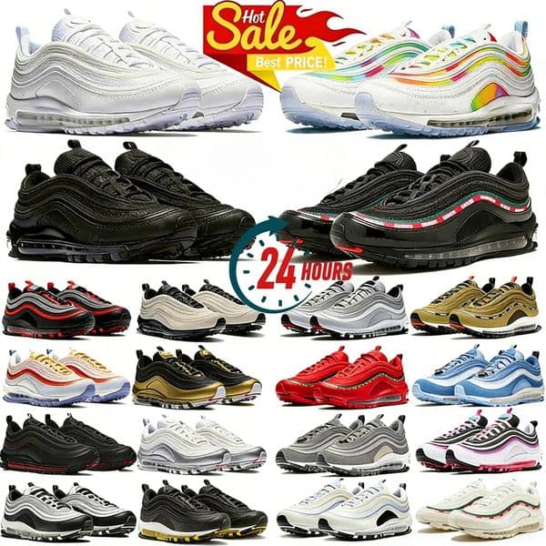 designer shoes 97 Sneakers men women 97s running shoes Triple Black White Sean Wotherspoon Silver Gold Bullet University Red Volt mens outdoors trainers Sneakers