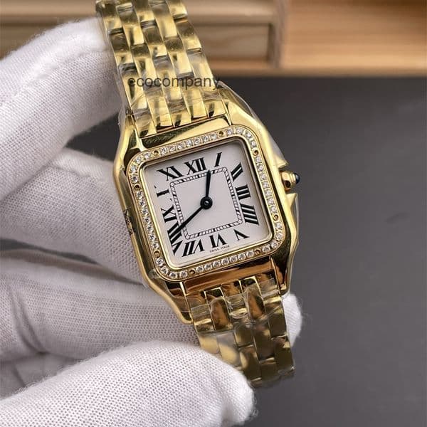 Top quality panthere watch women mens watch super clone watches swiss quartz movement 316L steel strap sapphire glass 22mm 27mm with box S6SG