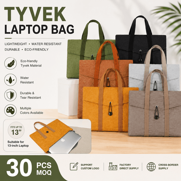 Custom Tyvek Laptop Bag Waterproof Kraft Paper Laptop Sleeve Eco Friendly Tote Bag For 13 Inch MacBook