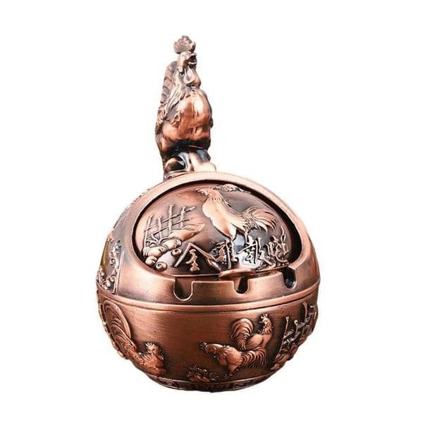 Animal Globe Ashtray Vintage Ash Tray with Lid Exquisite Pattern Blessing Words Grooved Design Table Decoration Windproof Living Tax Duty Free HJ