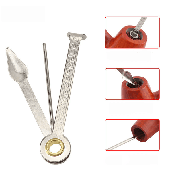 500pcs Stainless Steel 3 in 1 Smoking Pipe Cleaner For Sale Cleaning Tool Reamers Tamper Silver