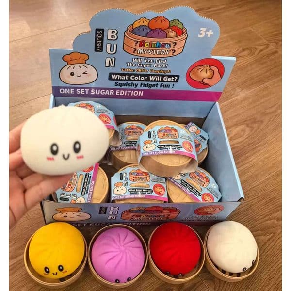 Colorful Dumpling Squishes NeeDoh Stress Balls Fidget Sensory Toys Simulation Food Squishies Bun with Steamer Squeeze Dough Ball Gifts BY sea