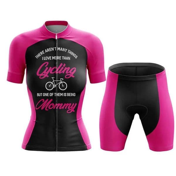 Cycling Mommy V2 Cycling Jersey Womens Set Breathable Biking Outfit Quick-Dry Bib Bicycle Jersey with 19D Padded Shorts