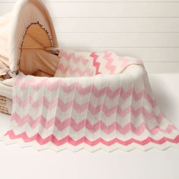 Soft Knitted Baby Blanket | Chevron Design Newborn Swaddle & Toddler Quilt | Breathable Summer Crib Cover YY