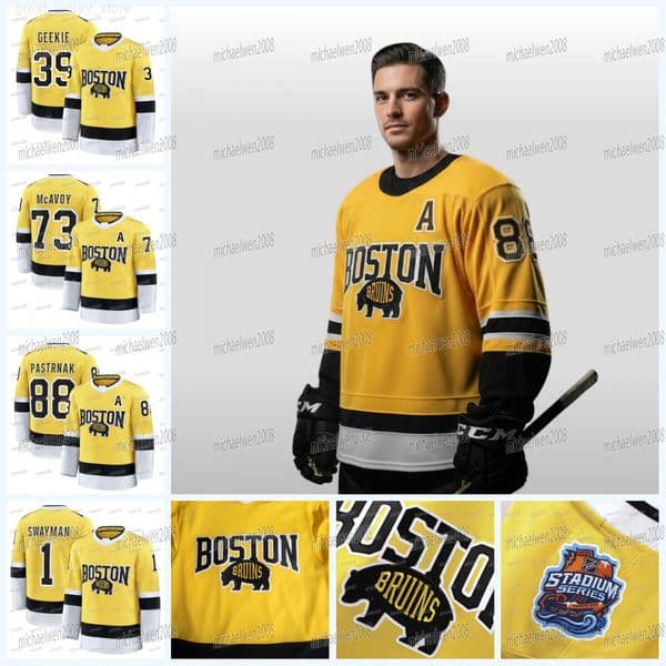 Bostons Bruins 2026 Stadium Series Hockey Jersey David Pastrnak Charlie McAvoy Jeremy Swayman Mason Lohrei Nikita Zadorov Morgan Geekie