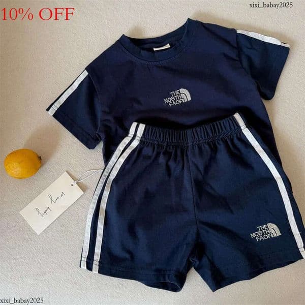 luxury kids clothing Boys Short Sleeve Set 2-Piece 2026 American Style Sporty Shorts Outfit, Lightweight Summer Clothes for Kids
