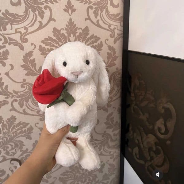 Movies & TV Plush toy Valentines Day Series Cute Bunny Holding a Rose Rose Rabbit Plush Toy Gift for Friends
