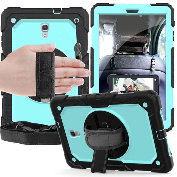 Compatible Samsung Tab 10.5 T590, two-tone silicone PC rotating stand protective case T595 with shoulder strap tablet cover