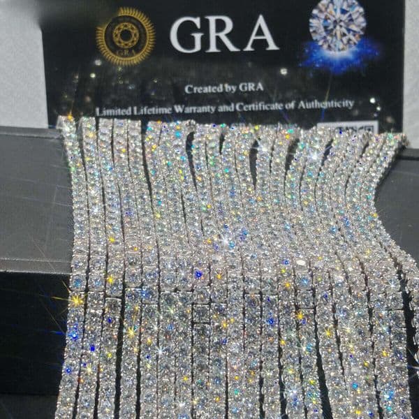 Premium Jewelry Sier Ice Cut D VVS Silicon Stone Tennis Necklace Bracelet Hiphop Cuban Chain with GRA Certification