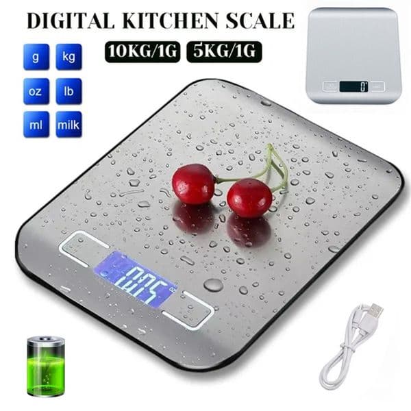 5kg/10kg Digital Kitchen Scale LCD Display Stainless Steel Electronic Scales Home Jewelry Food Snacks Weighing Baking Scale