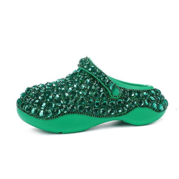 Rhinestone Clogs for Women, Bling Diamond-Embellished Thick Sole Platform Clogs, Comfortable Slip-On EVA Garden Shoes, Non-Slip Casual Slides for Summer Beach