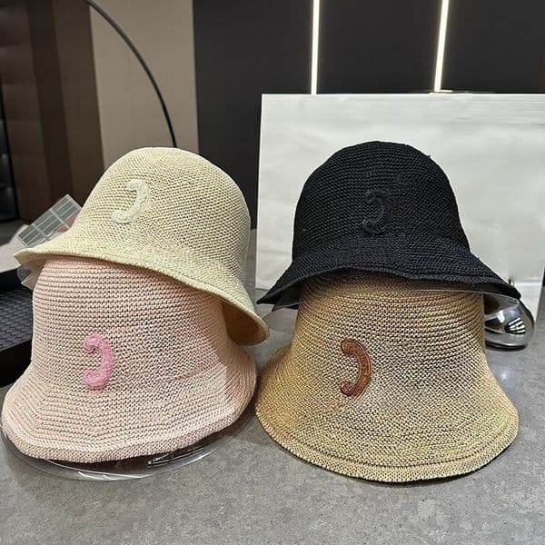 Luxury Designer Straw Bucket Hat for Women Men Wide Brim Summer Sun Protection Cap Fashion Travel Beach Hat with Embroidery Logo