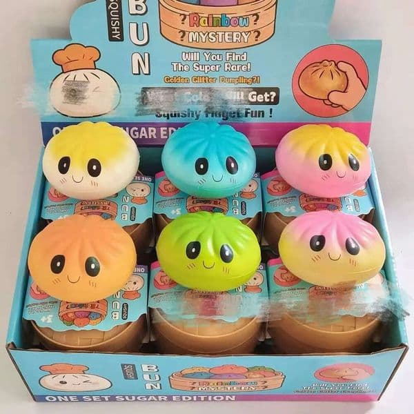 PU Baozi Squeeze-And-Relieve Toy, Realistic Edible Figurine, Slow Rebound Release Device, Small Steamer Box, Blind Box Wholesale