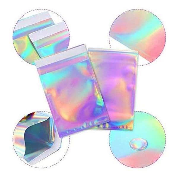 Laser Self Sealing Plastic Envelopes Mailing Storage Bags Holographic Gift Jewelry Poly Adhesive Courier Packaging Bag Wholesale LX3788