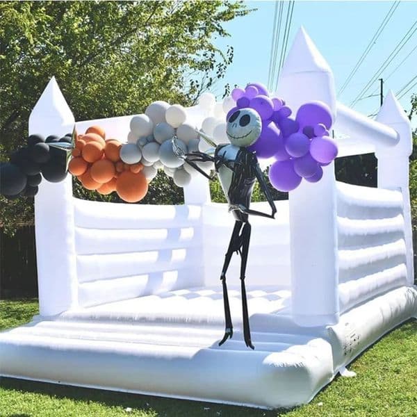Free delivery White Bounce House Most popular PVC Inflatable wedding Bouncy Castle /Jumping Bed/Bouncer With Air Blower For party and events