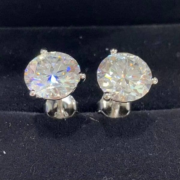 3 Prongs D VVS Moissanite Stud Earrings Pass Diamonds Tester S925 Women Engagement Wedding Jewelry