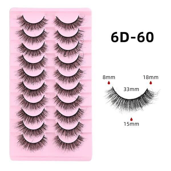 3D Faux Mink False Eyelashes Natural Look - 10 Pairs Fluffy Volume Strip Lashes Wispy Finish SOft Lightweight Reusable Lash Extensions Easy to Apply