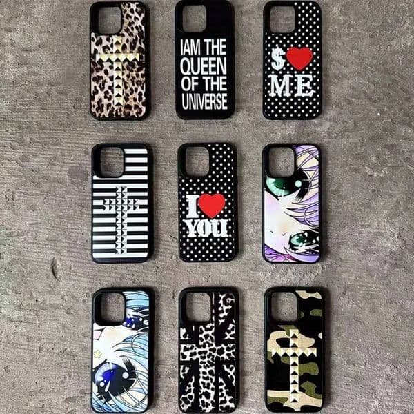 Leopard Print Anime Girl Kawaii Cross Art Phone Case For Iphone 17 AIR 16 15 14 13 12 11 Pro Max XR XSMAX PLUS Y2k Simple Cover