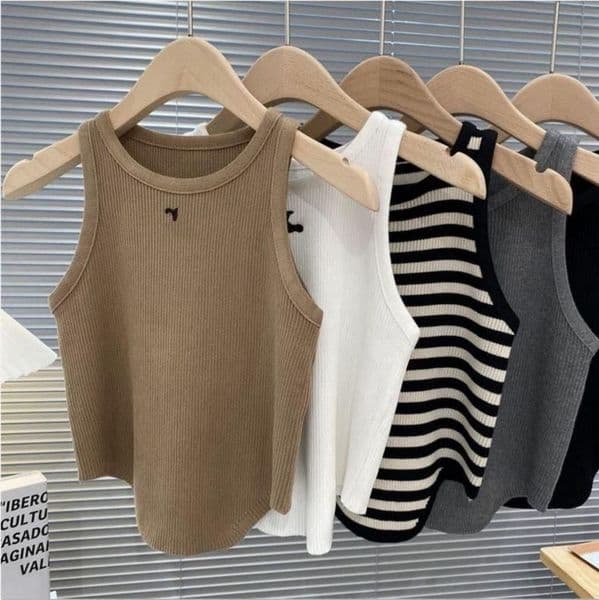 Designer Womens Tank Tops T Shirts Summer Women Tees Crop Top Embroidery Sexy Off Shoulder Black Casual Sleeveless Backless Shirts Solid Stripe Color Vest racial X89