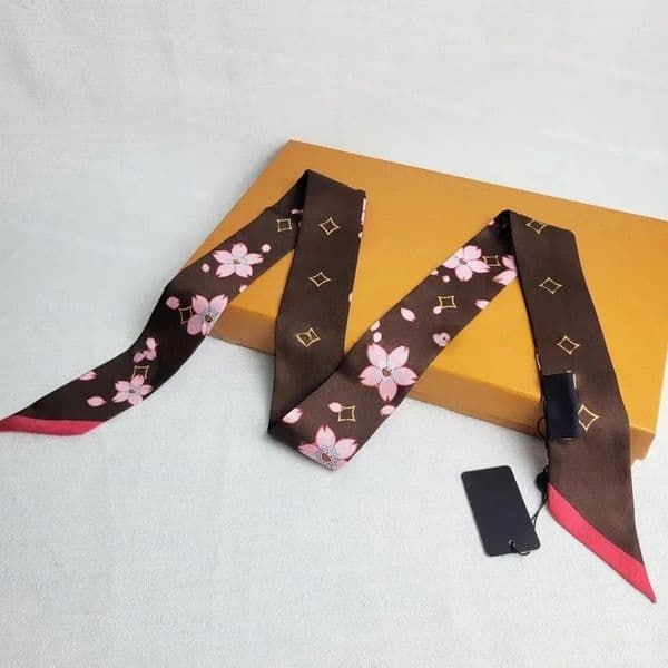 Silk scarf designer oriental cherry scarf for women fashion silk scarf square summer new style silk womens ribbons for work travel outdoor and home headband