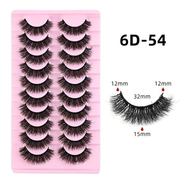 10 Pairs Thick Fluffy False Eyelashes Soft Lightweight, 3D Faux Mink Lashes Strip Natural Look Easy to Apply, Handmade Reusable Eyelash Extensions Makeup Accessory
