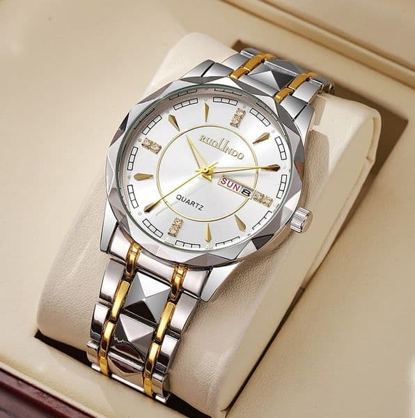 Fashion Diamond Calendar Mens Alloy Watches Business Luxury High Quality Quartz Watch For Men Luminous Stainless Steel Waterproof Wristwatch Reloj Hombre