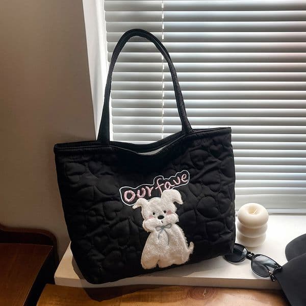Bestseller Cute Commuting Puppy 2025 Large Capacity New Tote Handbag Heart Embroidery Autumn Winter Shoulder Bag Ddmytues