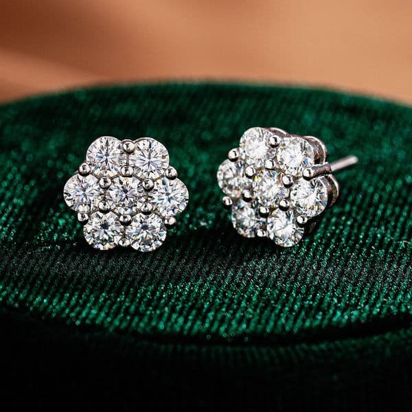High Quality Hip-Hop American Style 925 Sterling Silver moissanite ring Moissanite for Men and Women Fashion Hot-Selling Round Snowflake Earrings