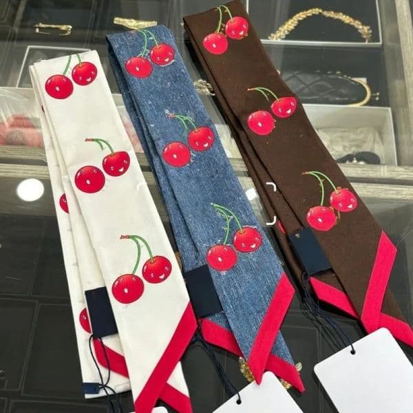 Cherry silk designer bag scarf headscarf women's luxury long satin handbag scarf Paris one shoulder backpack luggage with headscarf free shipping