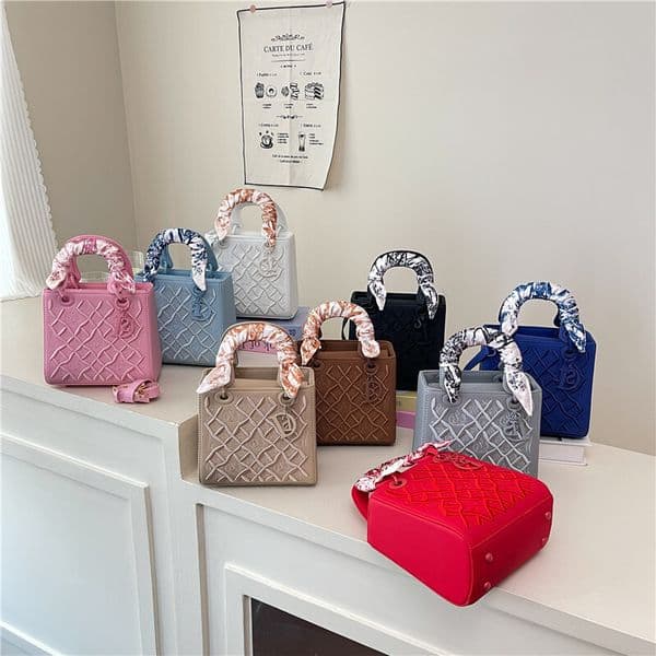Designer Women's 2026 New Style, Heavy Embroidered Diamond Pattern Silk Scarf Shoulder Bag Crossbody Bag Fashionable Versatile Hand, Shoulder, Cross Body