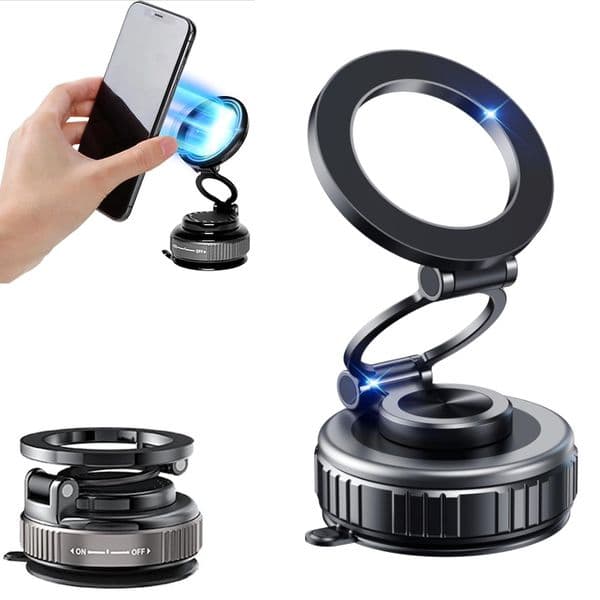 Maglock 360° Foldable Magnetic Phone Mount 80+LBS Strongest Suction 360° Adjustable for iPhone 17 Pro Max 16 15 14 13 12 Air Plus Car Phone Holders G512