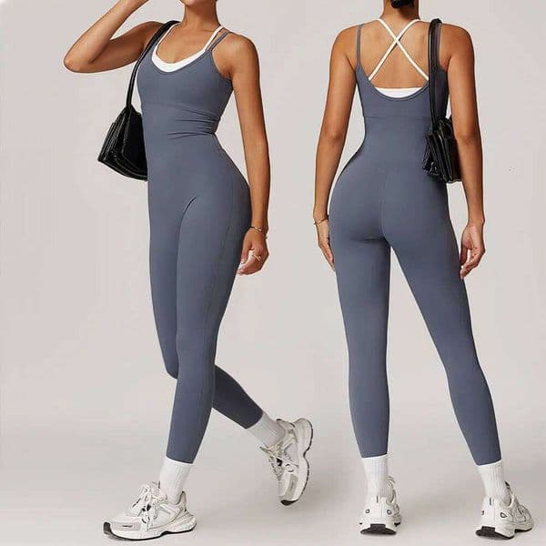 Sexy Women's Clothes Yoga Color Blocking Jumpsuits One Piece Fitness Rompers Sleeveless Sportswear Gym Set Workout Tracksuit