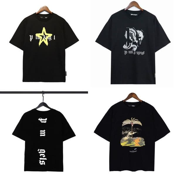 AAA+ Designer Palmly Mens Angelshirt chest letter graphic print soft casual short sleeve T-shirt, fashionable streetwear Borken Bear apparel 88