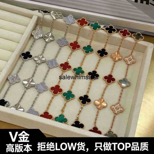Designer Charm Bracelet Same weight fourleaf clover fiveflower bracelet for women slim design highquality Vgold thick 18K gold plating CNC precision craftsmanshi
