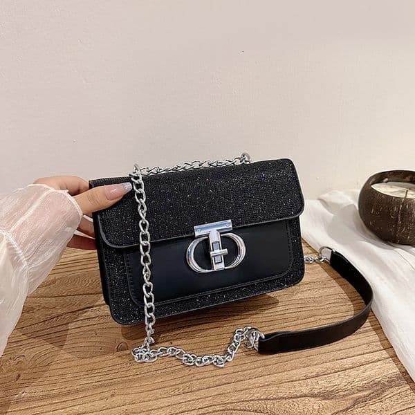 Bestseller 2025 Autumn Fashion Lock Clasp Patchwork Trendy Commuter Small Square Bag, Unique Ins-Style Glossy Handbag And Crossbody Bag Ddmytues