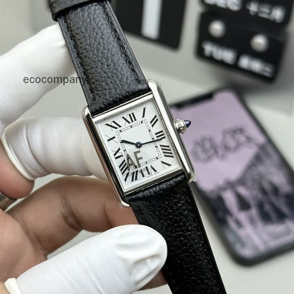 Top quality tanks watch women mens watch super clone watches swiss quartz movement leather strap sapphire glass 25.5mm 22mm with box T3XI