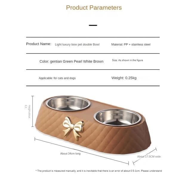 pet supplies bowtie bowknot cats food bowl pp base dog bowl stainless steel double pet accessories feeding drinking double bowl