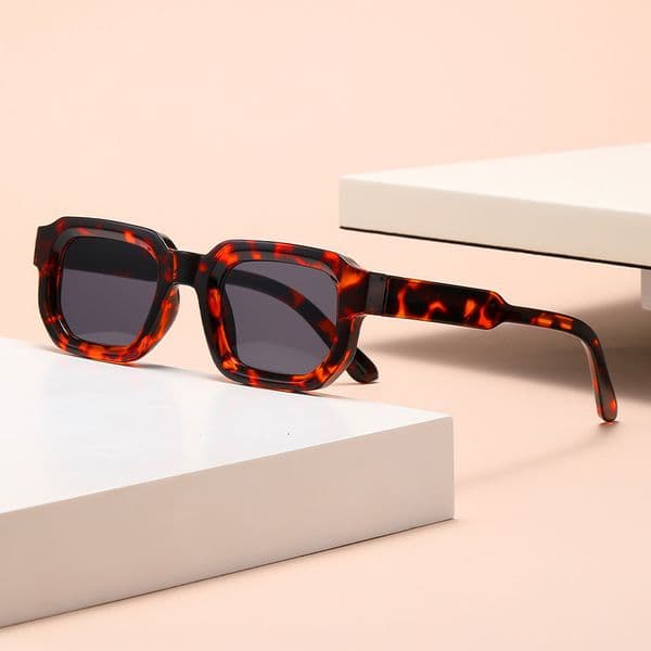 Vintage Square Small Frame Sunglasses For Women Retro Leopard Tortoise Grey Lens Lightning Rainbow Cosmic Elements Fashion UV400 Sun Glasses Driving Travel Party