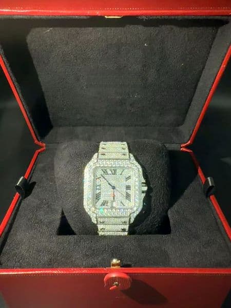 Mens fully automatic mechanical wristwatch imported movement high purity morganite fully set with precious heavy cut stones scratch resistant and wear resistant