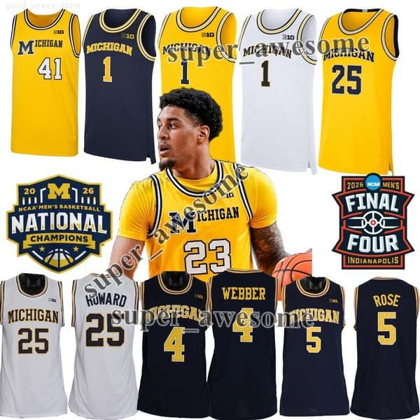23 Yaxel Lendeborg MichiganS Wolverine Basketball Jersey Morez Johnson Jr Aday Mara Trey McKenney Elliot Cadeau LJ Cason Franz Wagner Jalen Rose Chris Webber Poole